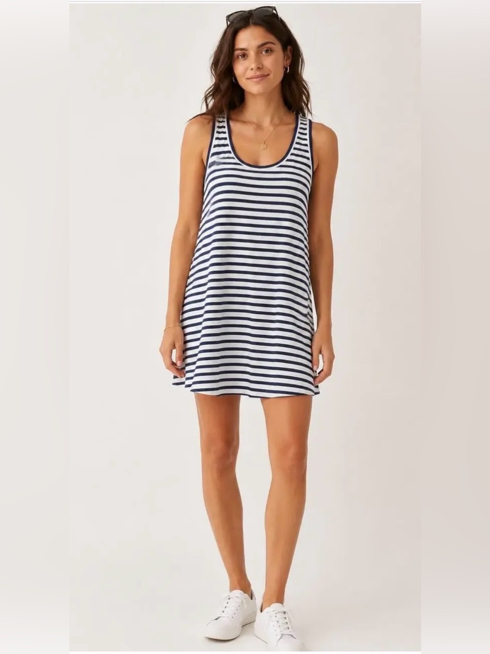 J. Crew Swingy Mini Tank Dress Navy and White Striped Tank Cover-Up